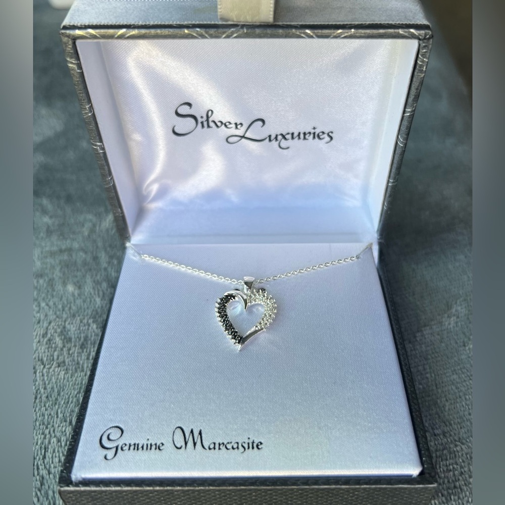 Sterling Silver and Marcasite Heart Necklace